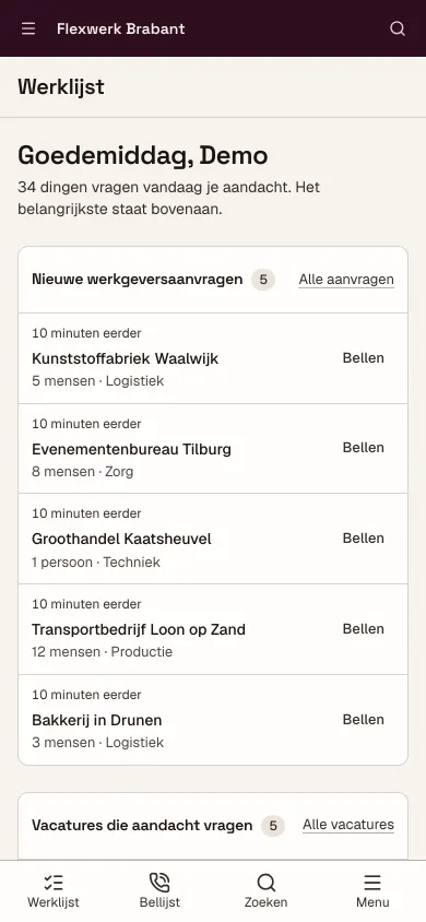 De werklijst op een telefoon