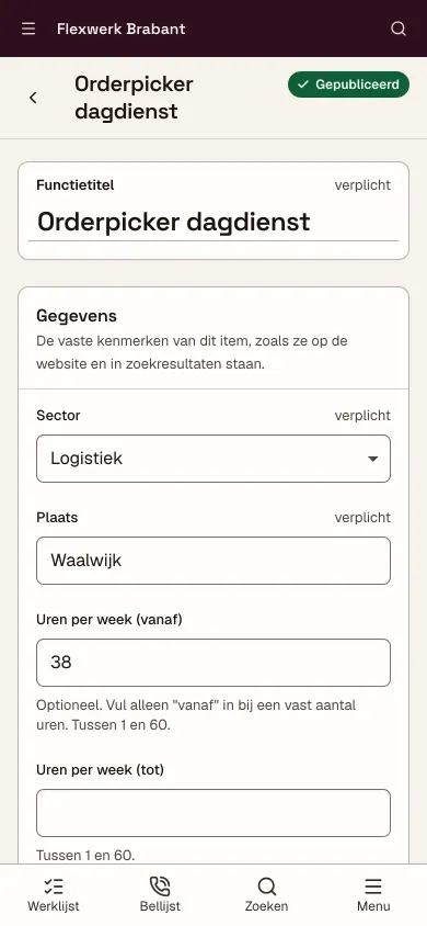 Een vacature bewerken op een telefoon