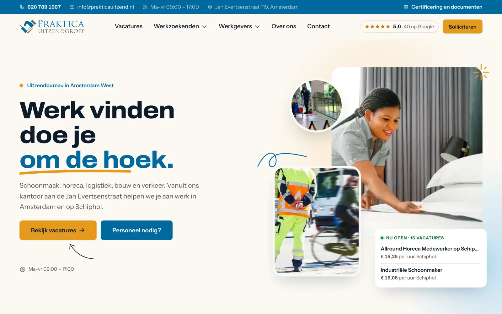 Website van Praktica Uitzendgroep