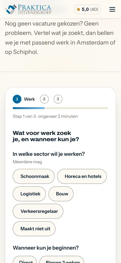 Het sollicitatieformulier op een telefoon